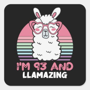 93rd Birthday Llamazing Llama 93 Year Old Birthday Square Sticker
