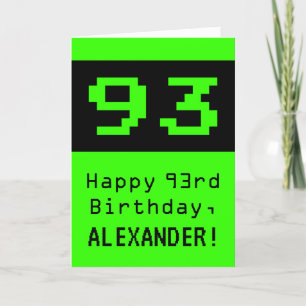 93rd Birthday: Nerdy / Geeky Style "93" and Name Card