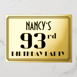 93rd Birthday Party: Art Deco Look “93” and Name