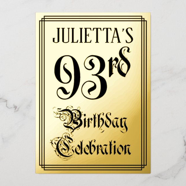 93rd Birthday Party — Elegant Script + Custom Name (Front)
