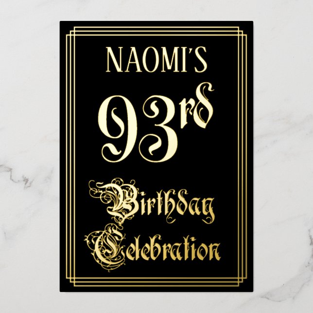 93rd Birthday Party — Fancy Script & Custom Name (Front)