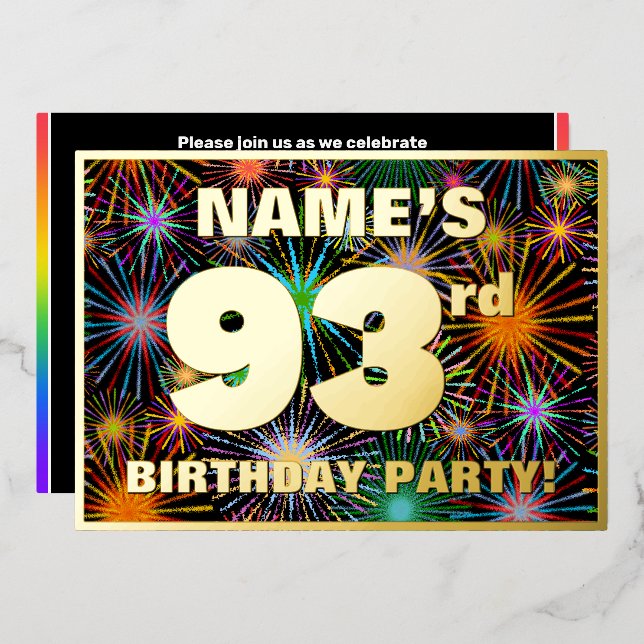 93rd Birthday Party — Fun, Colourful Fireworks Loo (Front/Back)