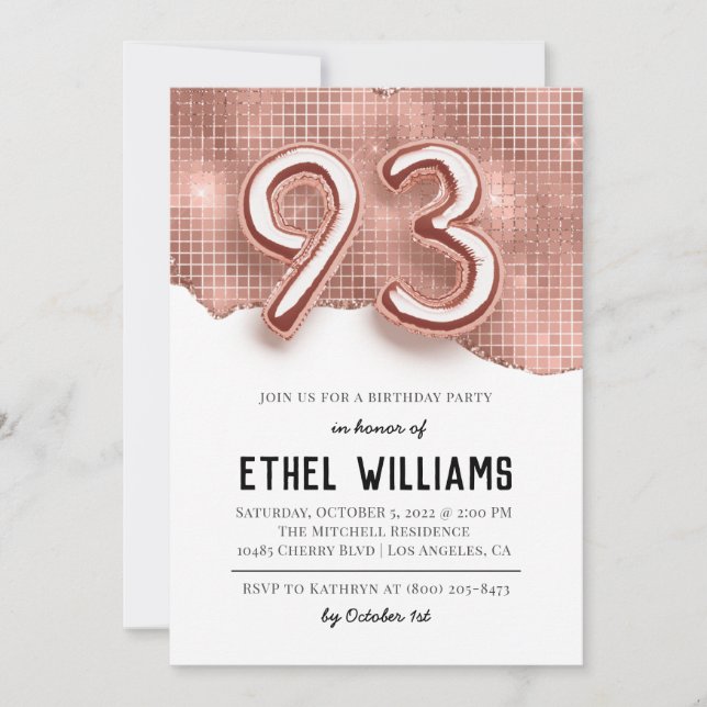 93rd Birthday Party Invitation (Front)