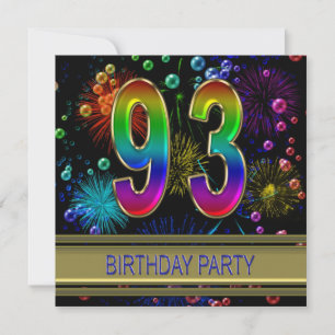 93rd Birthday party Invitation with bubbles
