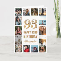 93rd Happy Birthday Gold and White Photo Collage