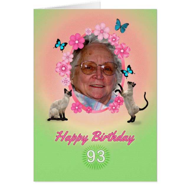 93rd photo card with cats and butterflies, (Front)