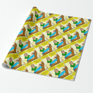 944 take two safety pins cartoon wrapping paper