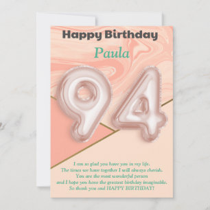 94 year old girls Happy Birthday card