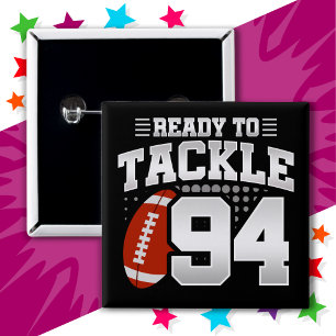 94 Year Old Tackle Football Party 94th Birthday 2 Inch Square Button