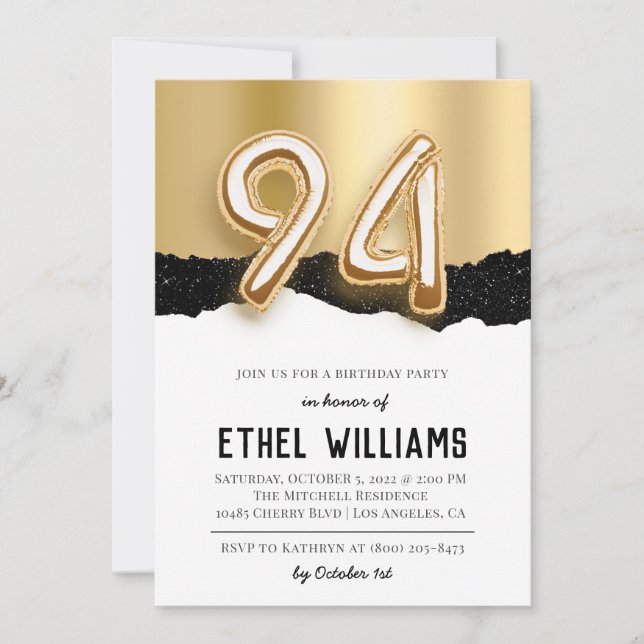 94e anniversaire de fête Invitation (Devant)
