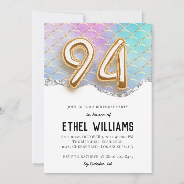 94e anniversaire de fête Invitation (Devant)