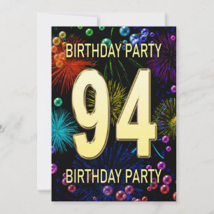 94e anniversaire Fête Invitation Feu d'artifice