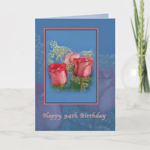 94e carte d'anniversaire avec Roses rouges