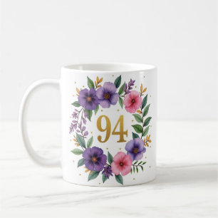 94ème Anniversaire Mug - Couronne florale avec num
