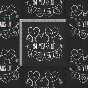 94th Anniversary Gift Chalk Hearts Fabric