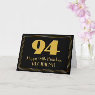 94th Birthday: Art Deco Inspired Look "94" & Name Card