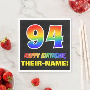 94th Birthday: Bold, Fun, Simple, Rainbow 94 Napkin