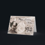 94th Birthday card for mother,The candle and rose<br><div class="desc">An antique look card featuring a candle and a rose lying on satin and lace. A birthday card for a mother.</div>