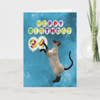 94th Birthday card with siamese cats