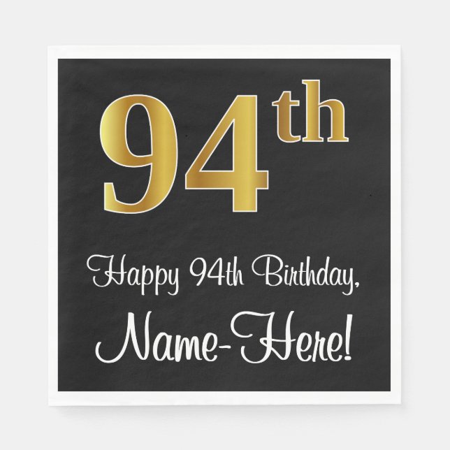94th Birthday ~ Elegant Luxurious Faux Gold Look # Napkin (Front)