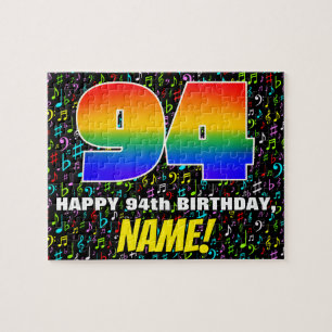 94th Birthday — Fun, Colourful Music Symbols & “94 Jigsaw Puzzle