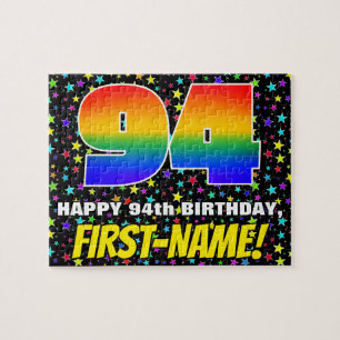 94th Birthday — Fun, Colourful Star Field Pattern Jigsaw Puzzle
