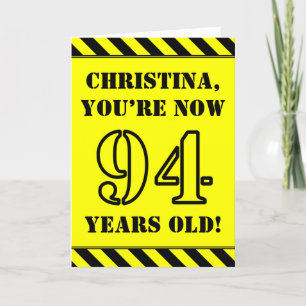 94th Birthday: Fun Stencil Style Text, Custom Name Card