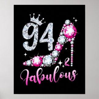 94th Birthday High Heel Shoes Crown Diamond Poster
