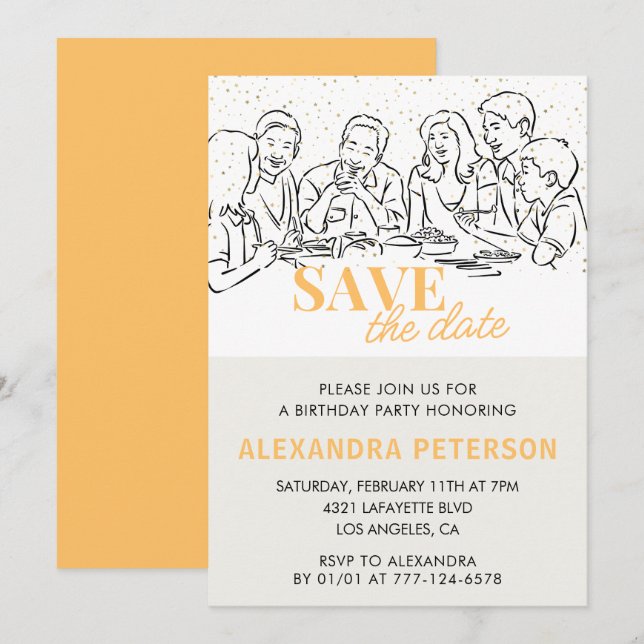 94th birthday invitations Save the date Dinner (Front/Back)