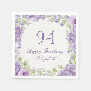 94th Birthday Napkins Elegant Purple Floral