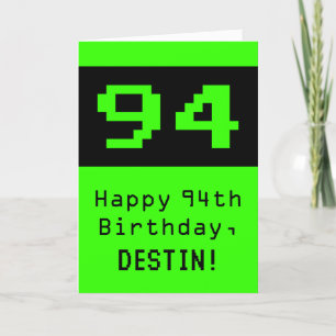 94th Birthday: Nerdy / Geeky Style "94" and Name Card