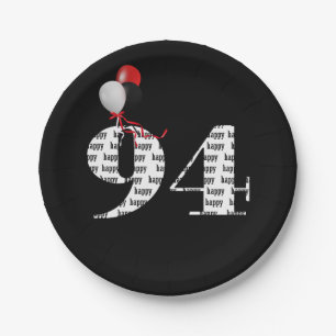 94th birthday party balloons paper plate