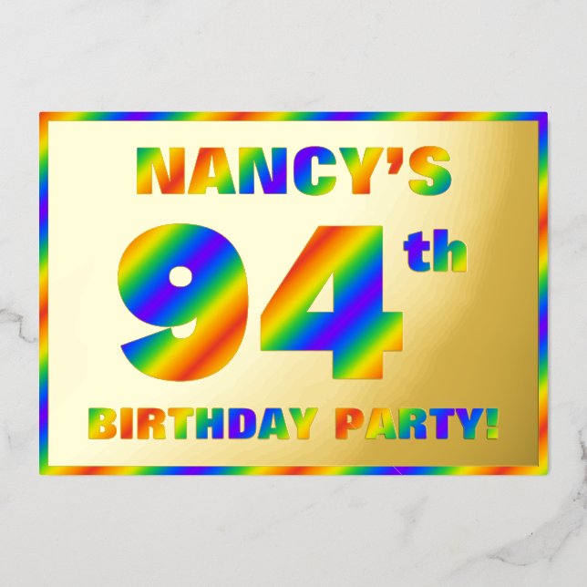 94th Birthday Party — Fun, Rainbow Spectrum “94” (Front)