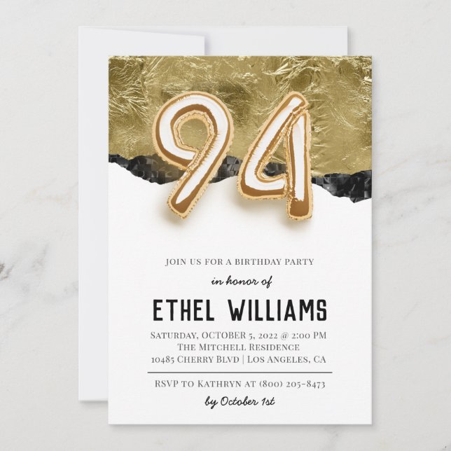 94th Birthday Party Invitation (Front)