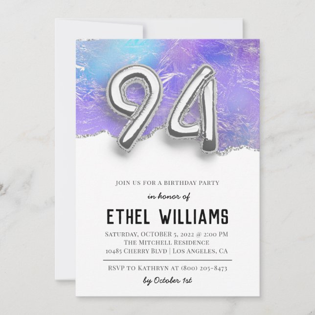 94th Birthday Party Invitation (Front)
