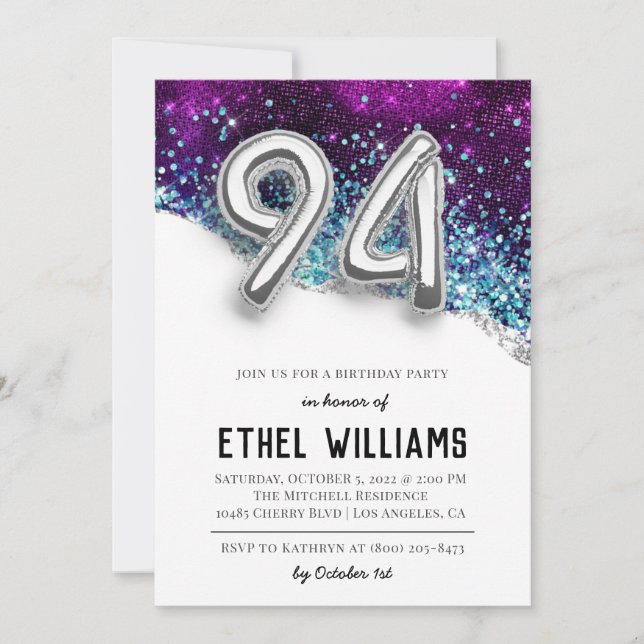 94th Birthday Party Invitation (Front)