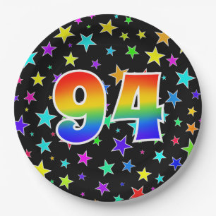 94th Event: Bold, Fun, Colorful Rainbow 94 Paper Plate
