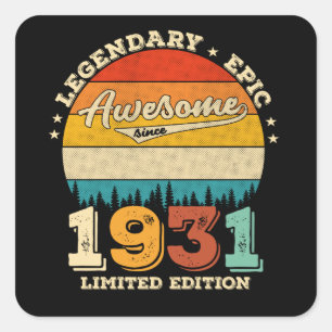 94th Year Old Retro Awesome 94th Birthday Gift Square Sticker