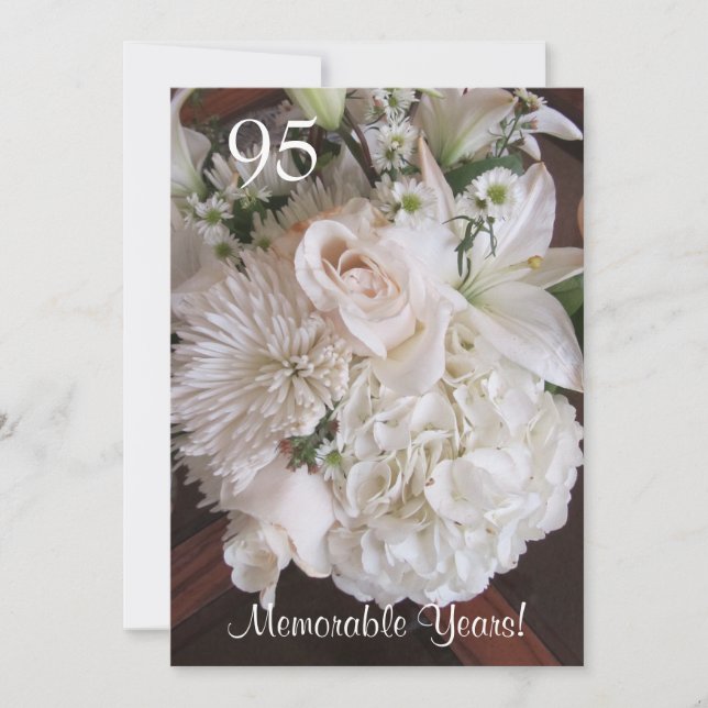 95 Birthday Celebration/Elegant White Floral Invitation (Front)