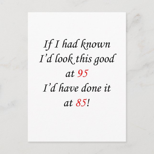 95 If I had known Postcard (Front)