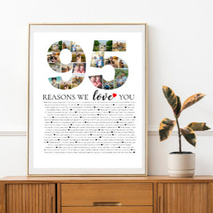95 reasons why we love you 80th 70th birthday 60th poster