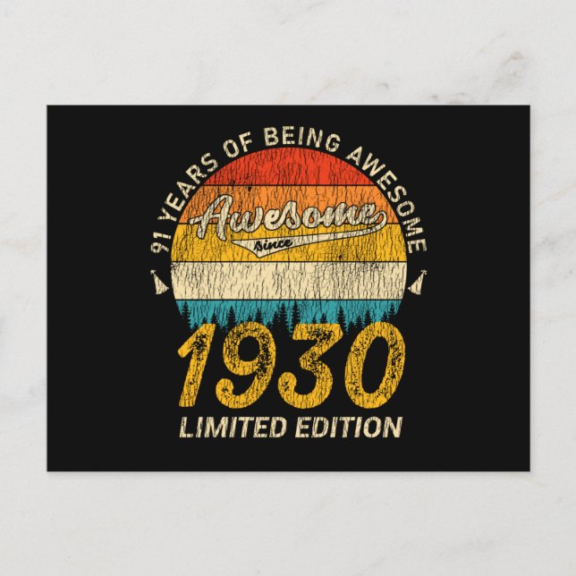 95 Year Old Bday Retro Awesome 95th Birthday Gift Postcard (Front)