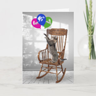 95e Anniversaire Chat Avec Carte Ballons