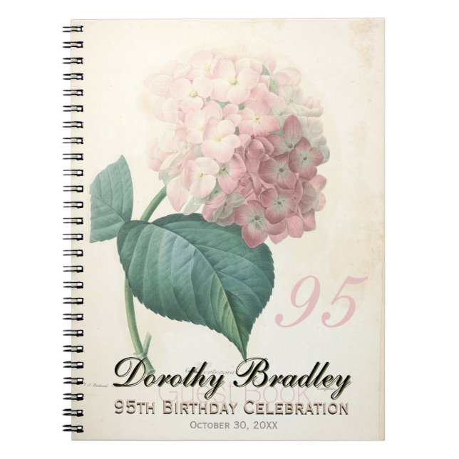 95e anniversaire de fête Hydrangea Livre d'invité  (Devant)