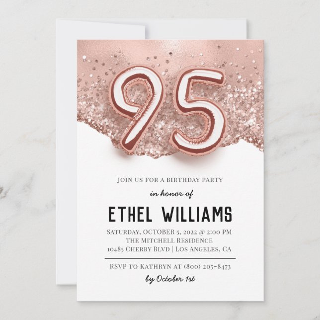 95e anniversaire de fête Invitation (Devant)