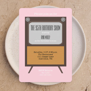 95e anniversaire de fête Invitation TV sur rose