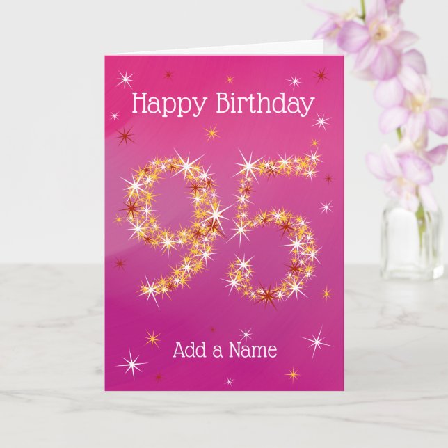 95th Birthday - 95 in Stars - Pink - Age 95 Card (Orchid)