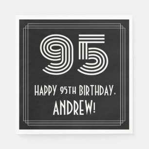 95th Birthday: Art Deco Inspired Look "95" + Name Napkin