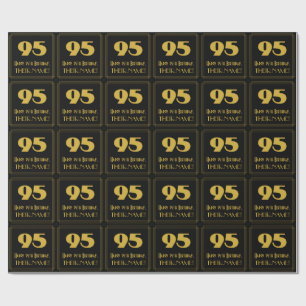 95th Birthday – Art Deco Inspired Look "95" & Name Wrapping Paper