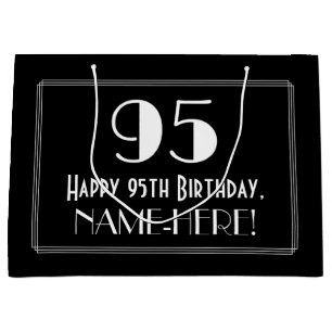 95th Birthday: Art Deco Inspired Style "95", Name Large Gift Bag